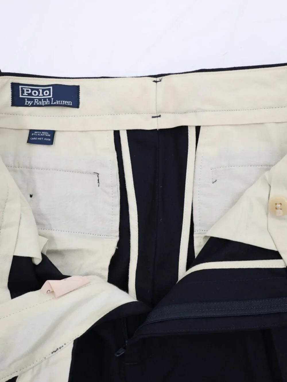 VTG Polo Ralph Lauren Dress Pant Mens 30 Straight Leg Pleated Wool Cuffed Blue